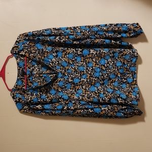 Ann Taylor Navy Blue Floral Blouse